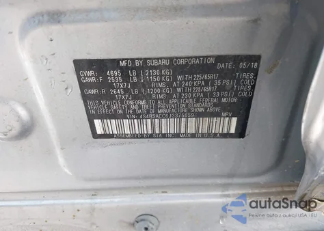 2018 Subaru Outback 2.5I Premium z USA, uszkodzony, nr VIN 4S4BSACC6J3375059